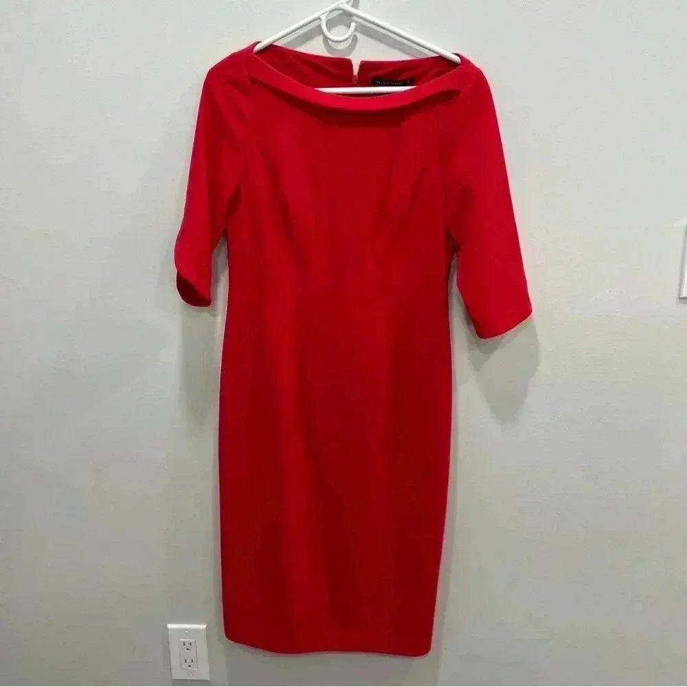 Black Halo Petal Sleeve Dress in Chic Red,‎ Size 8 - Picture 2 of 14